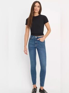 170~ NWT  Good American Women's Mid-Rise Skinny Blue Jeans size 28